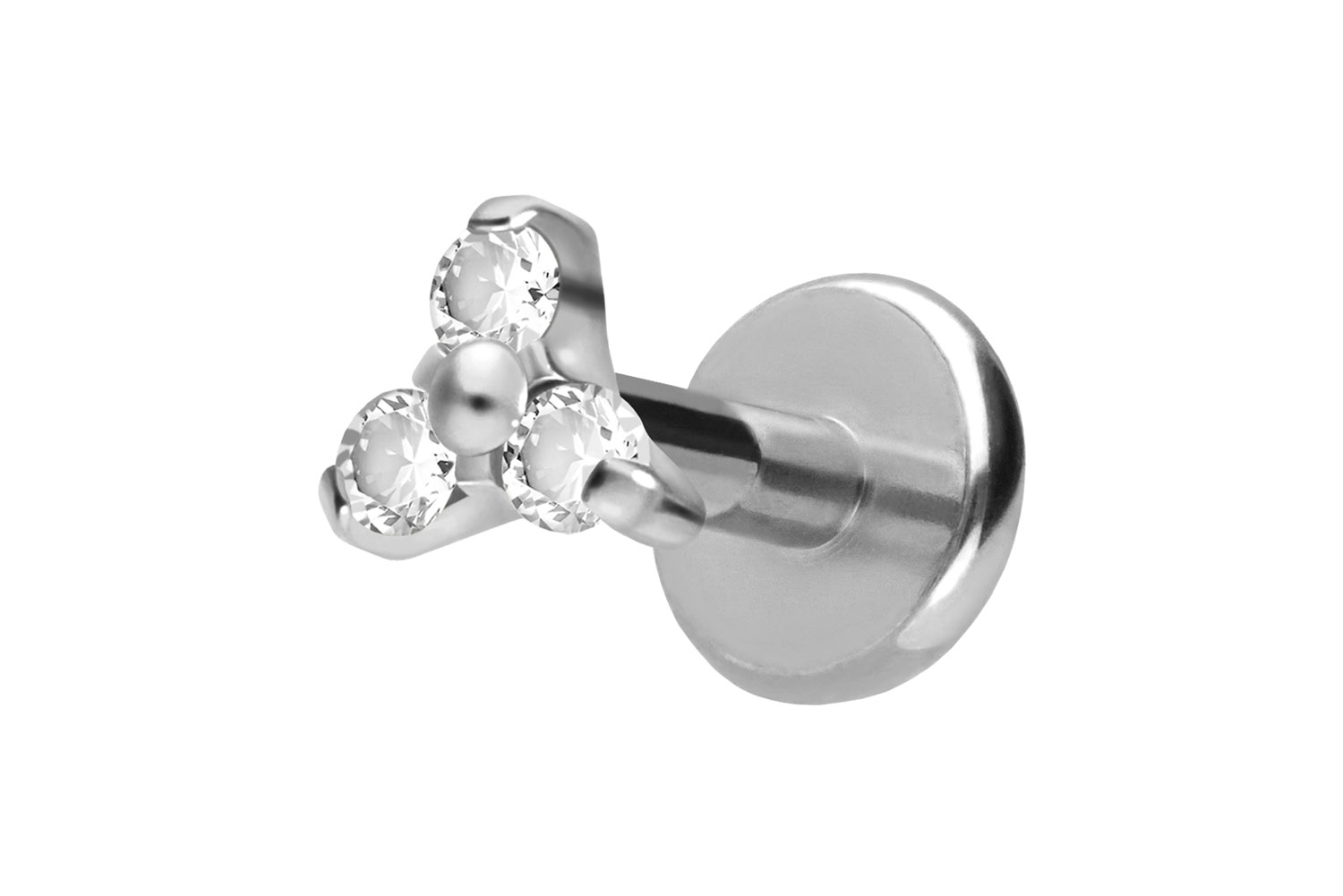 Titan Labret Piercing mit Push Fit KRISTALLBLUME